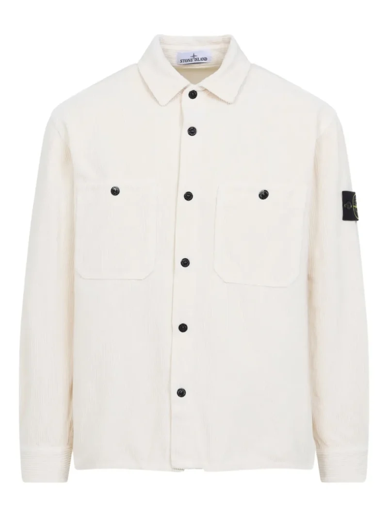 Camasa Stone Island buttoned corduroy ivoire