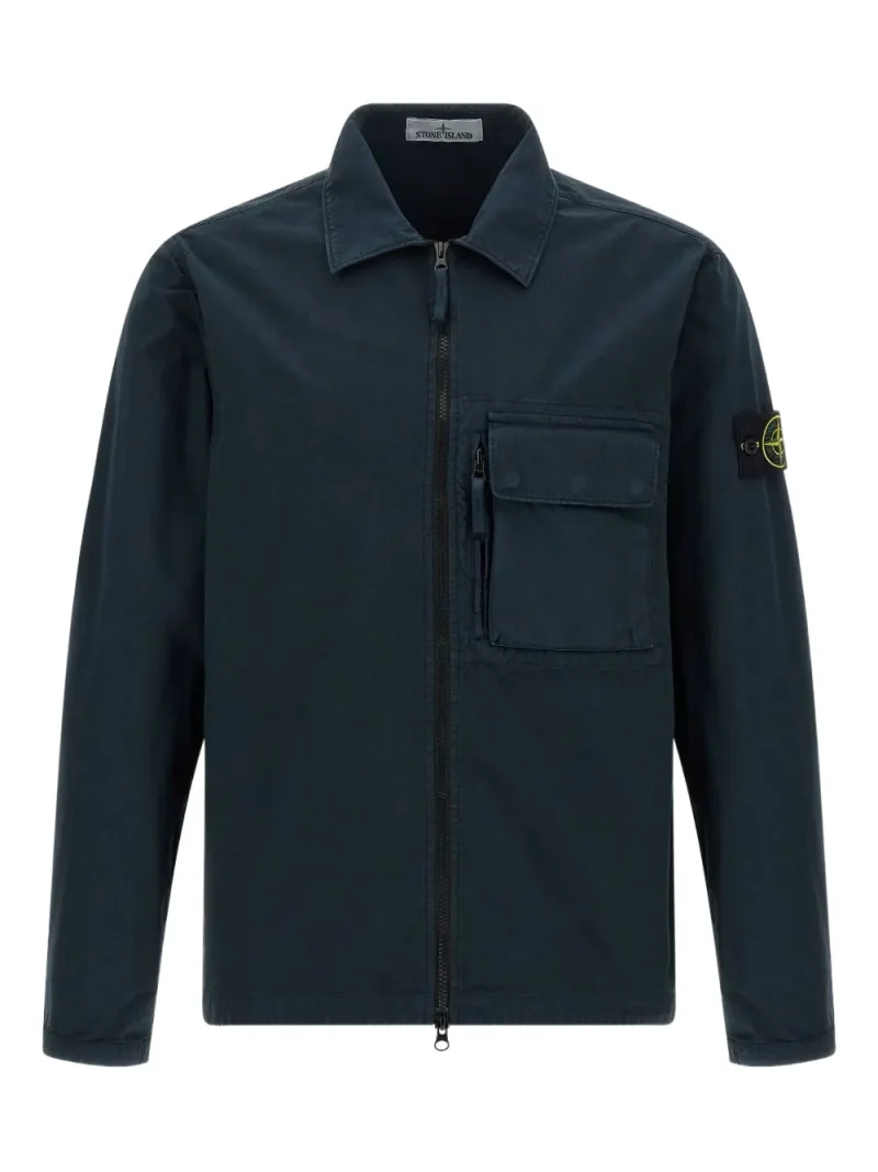 Camasa Stone Island Corduroy Logo-Patch bleumarin