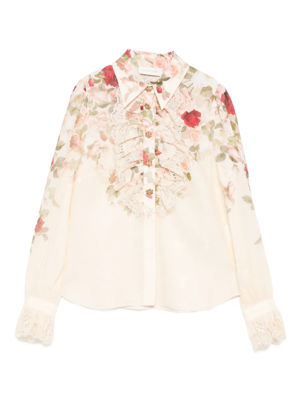 Camasa Zimmermann Floral Lace-Trimmed roz