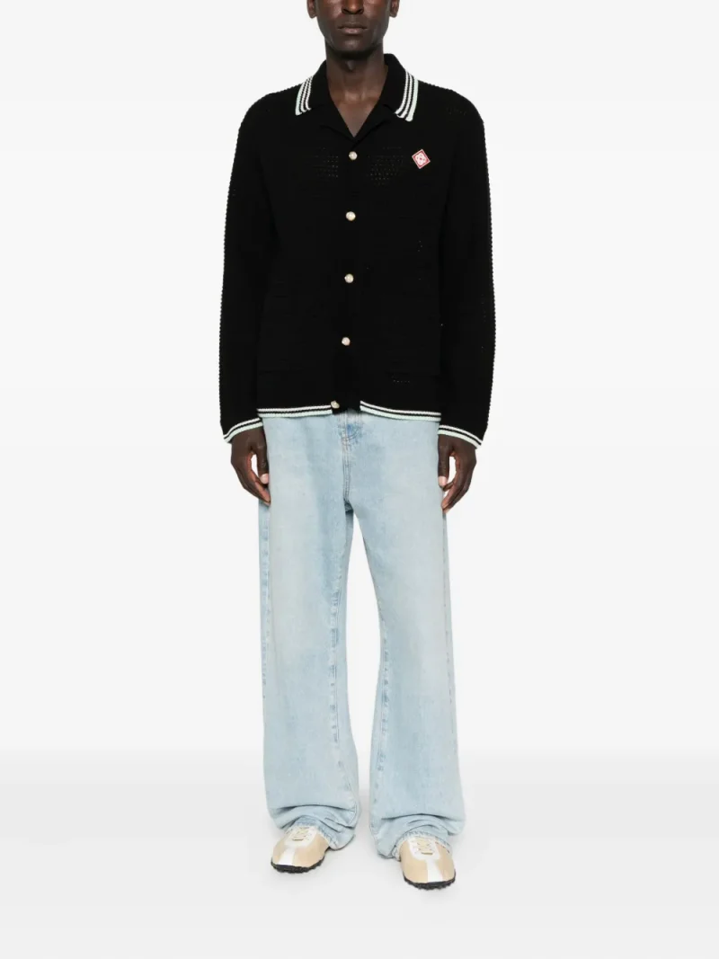 Alternative view of Cardigan Casablanca buttoned ribbed negru