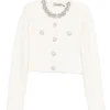 Cardigan Self Portrait embellished-buttons alb