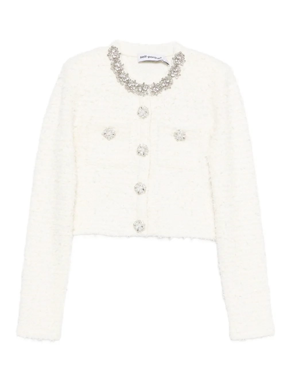 Cardigan Self Portrait embellished-buttons alb