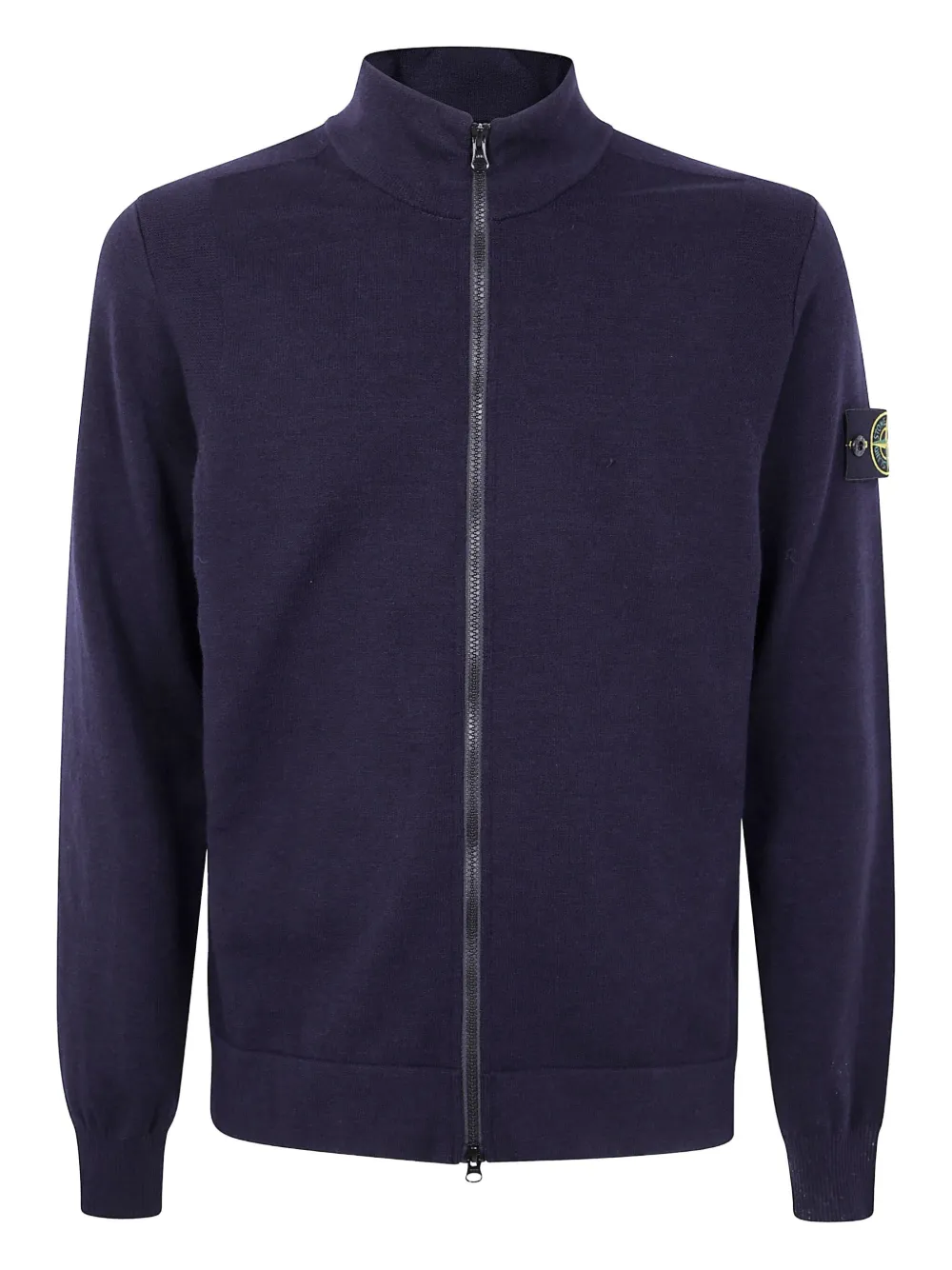 Cardigan Stone Island Zip-Front Logo-Patch bleumarin