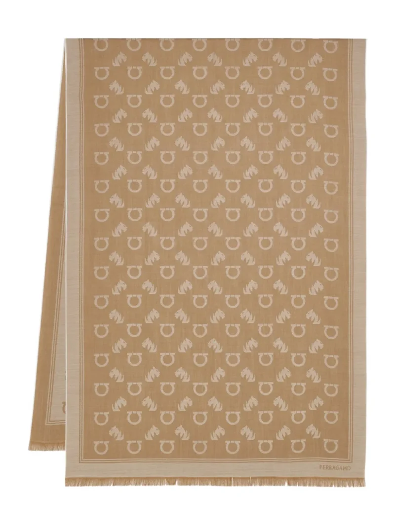 Esarfa Ferragamo Logo-patterned khaki