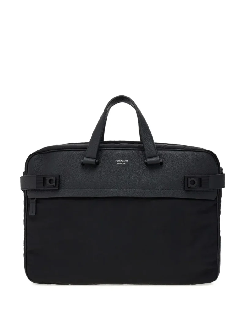 Geanta laptop Ferragamo Gancini-Motif negru