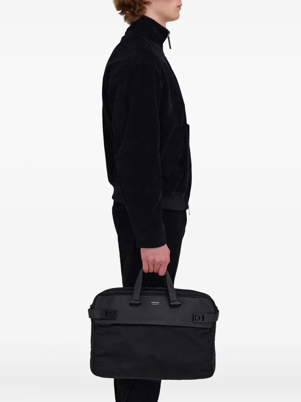 Geanta laptop Ferragamo Gancini-Motif negru - imagine 4