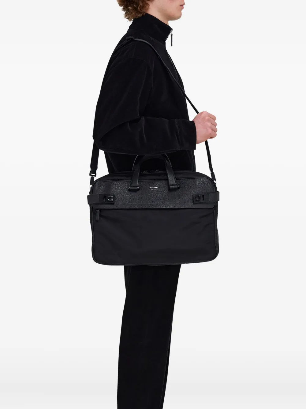 Geanta laptop Ferragamo Gancini-Motif negru - imagine 3