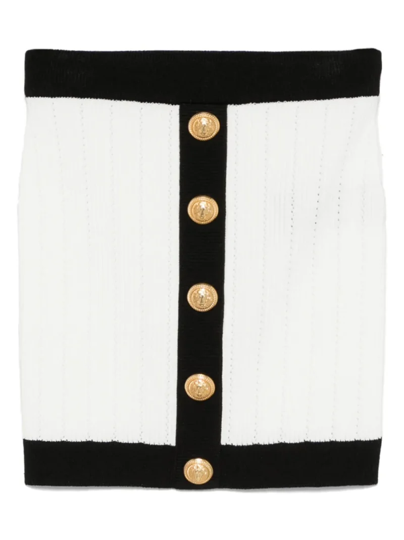 Fusta mini Balmain Knitted alb