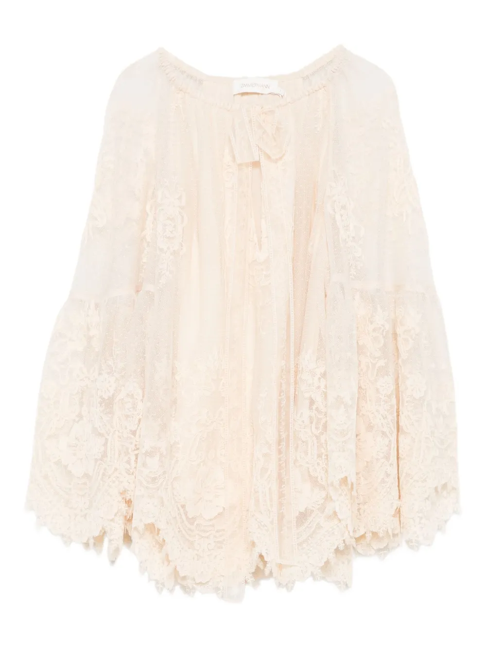 Bluza Zimmermann Lace-Trimmed Bell-Sleeve bej