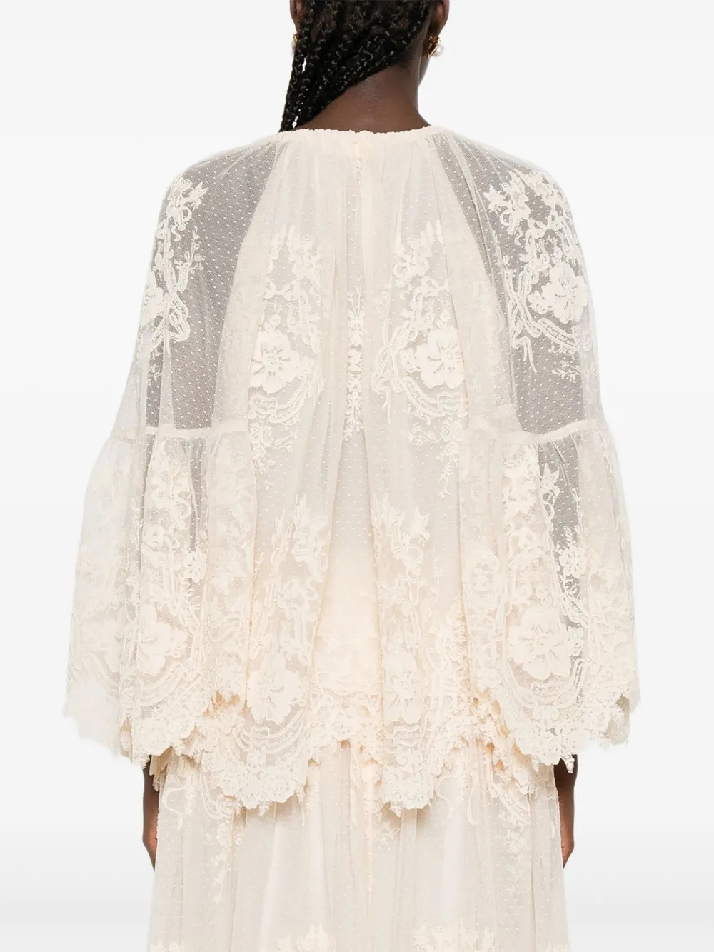 Bluza Zimmermann Lace-Trimmed Bell-Sleeve bej - imagine 2