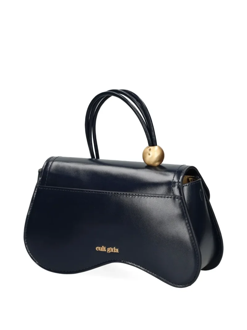 Alternative view of Geanta Cult Gaia Curved-Handle Leather Tote Bag bleumarin
