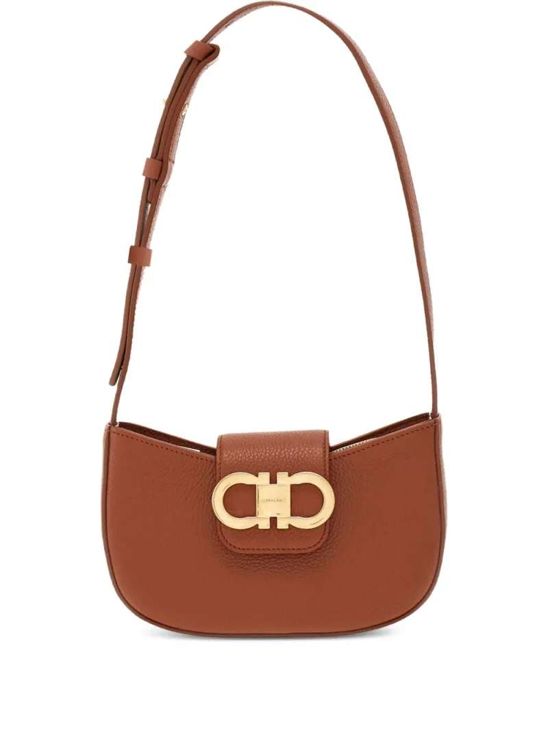 Geanta Ferragamo Double Gancini mini maro