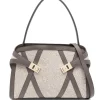 Geanta Ferragamo Hug Leather-Trimmed Tote gri