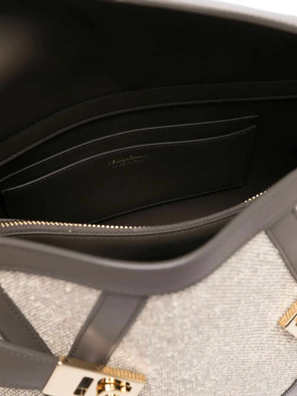 Geanta Ferragamo Hug Leather-Trimmed Tote gri - imagine 4