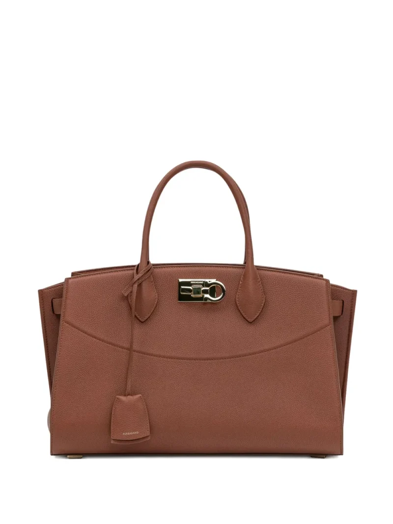 Geanta Ferragamo Studio Leather Tote maro