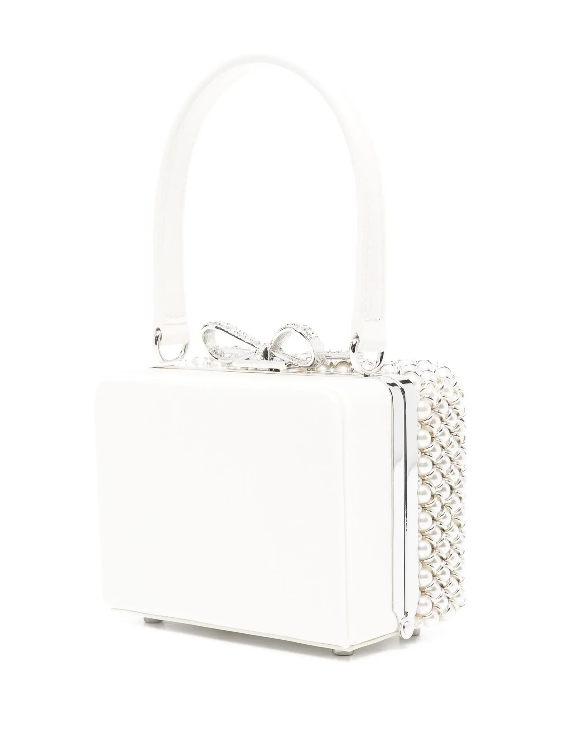 Geanta Self-Portrait mini pearl-embellishment tote alb - imagine 5