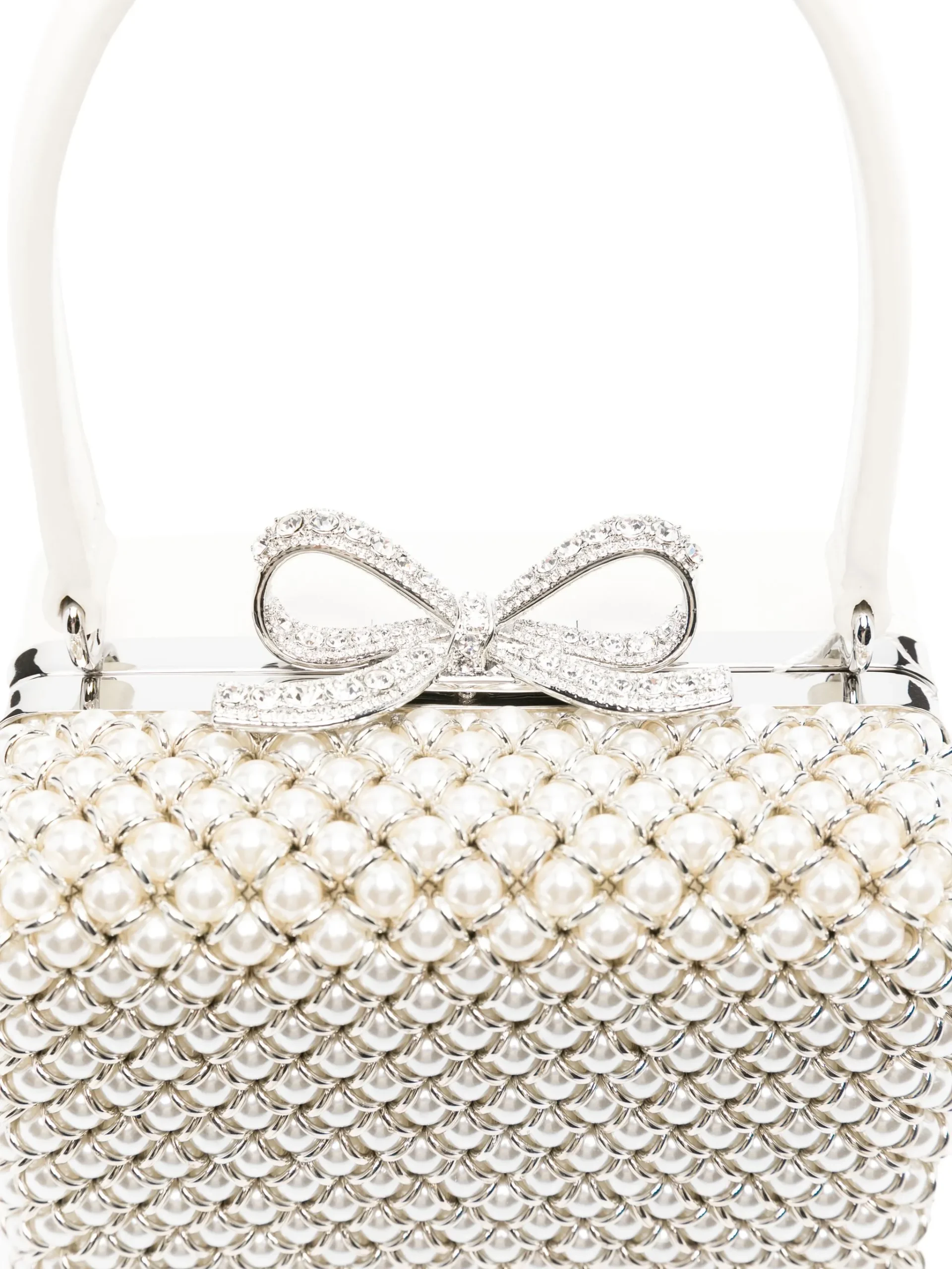 Geanta Self-Portrait mini pearl-embellishment tote alb - imagine 4