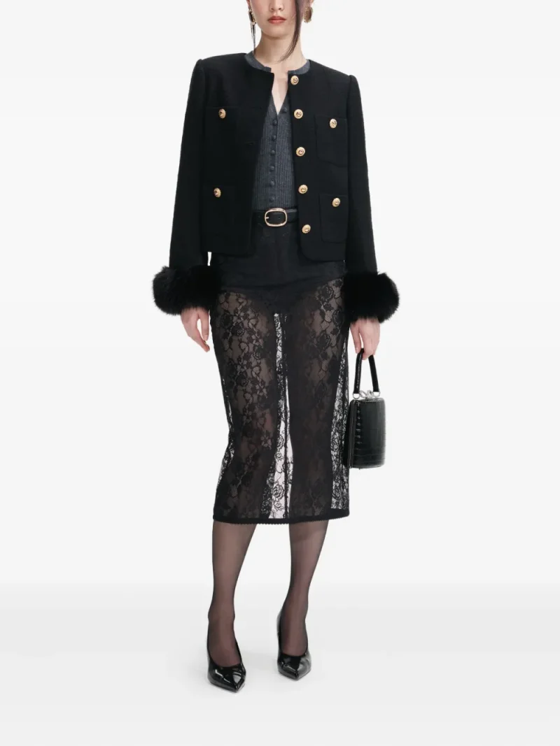 Alternative view of Jacheta Self Portrait Faux fur-cuff negru