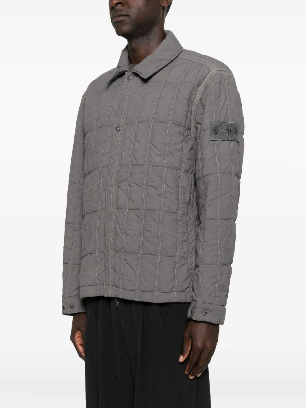 Jacheta Stone Island Quilted Panelled Jacket gri - imagine 3