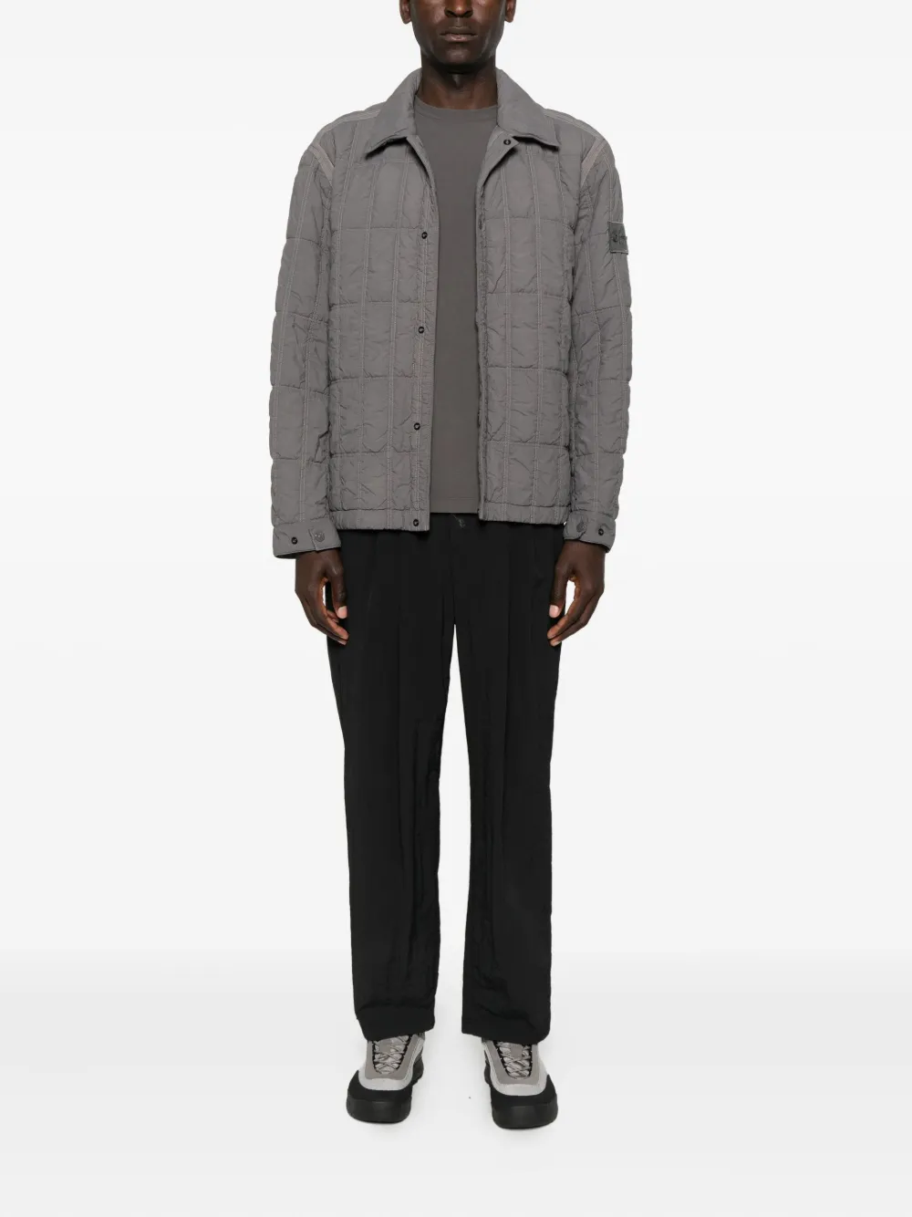 Jacheta Stone Island Quilted Panelled Jacket gri - imagine 4