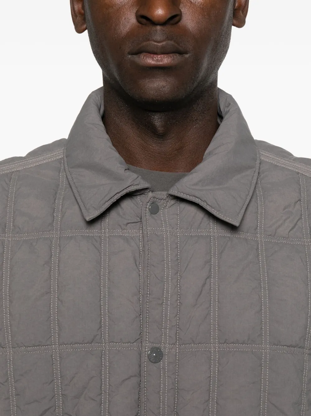 Jacheta Stone Island Quilted Panelled Jacket gri - imagine 5