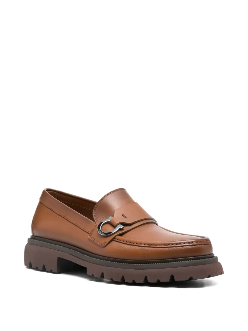 Pantofi loafers Ferragamo Leather Buckle maro - imagine 3