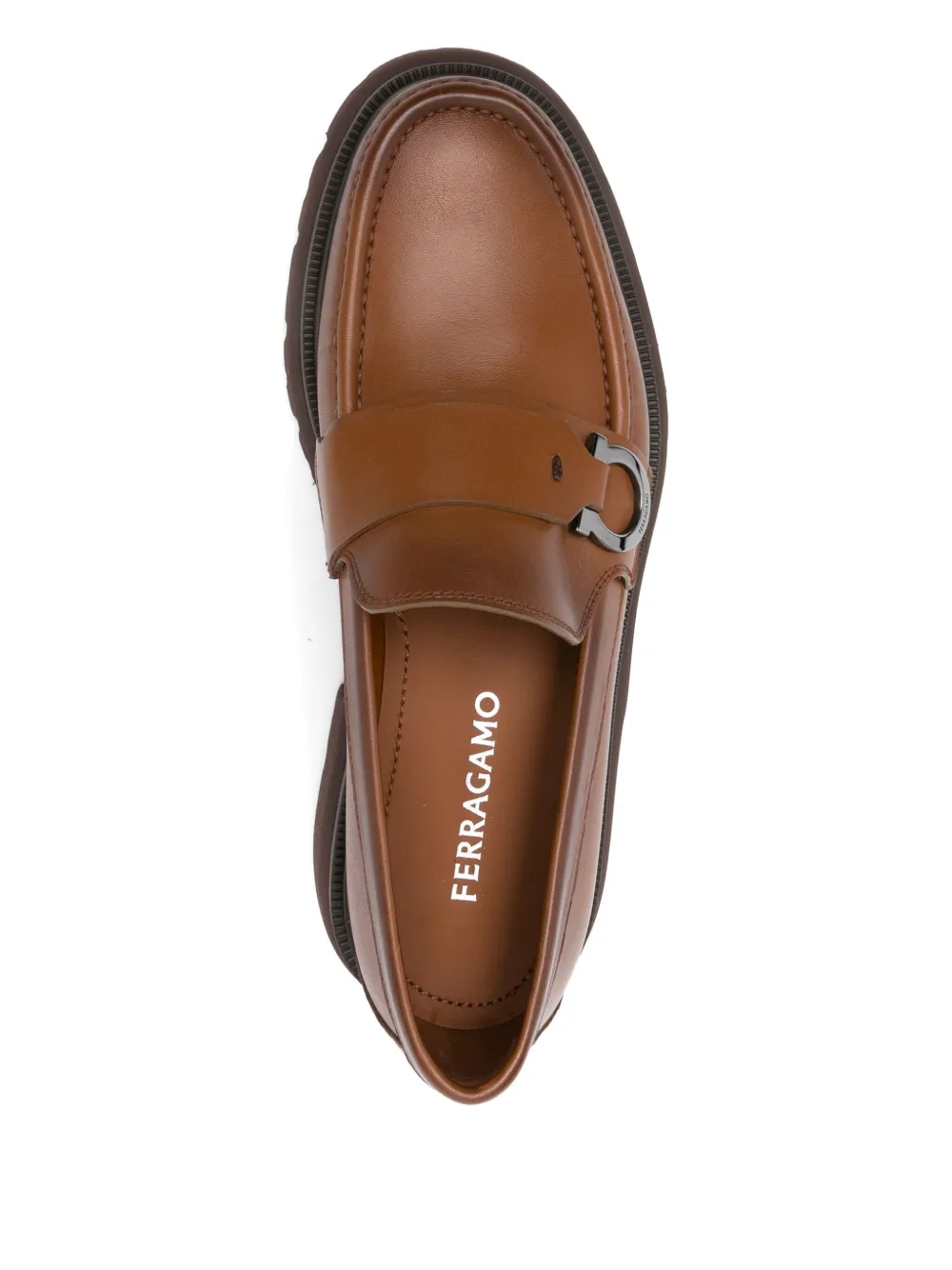 Pantofi loafers Ferragamo Leather Buckle maro - imagine 4