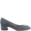 Pantofi Ferragamo 40mm Logo-Buckle Block-Heel albastru