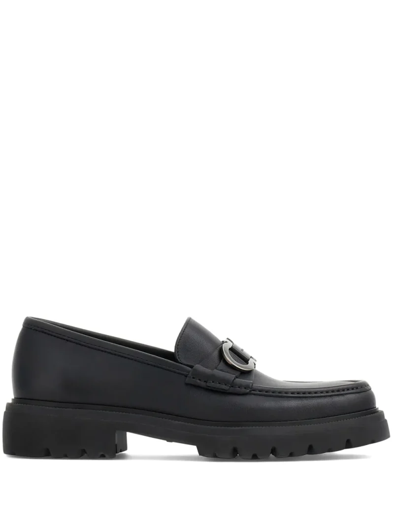 Pantofi Ferragamo Gancini-Buckle Leather negru