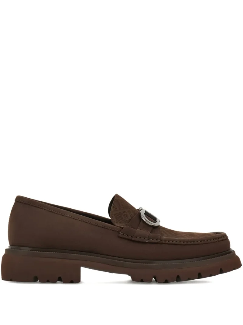 Pantofi loafers Ferragamo Gancini Monogram maro