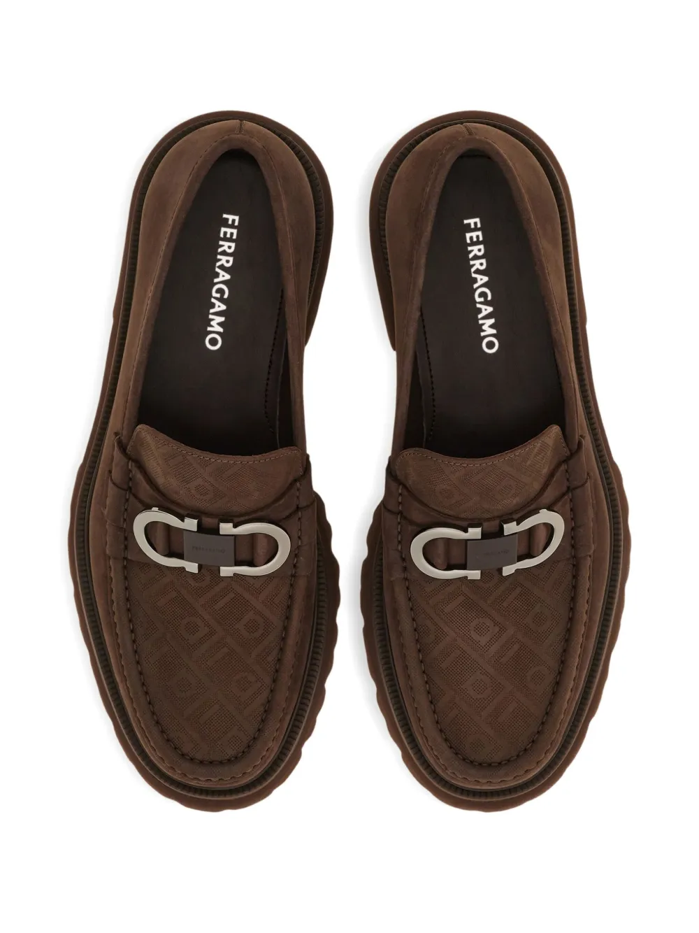 Pantofi loafers Ferragamo Gancini Monogram maro - imagine 3