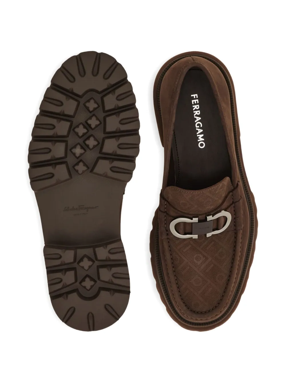 Pantofi loafers Ferragamo Gancini Monogram maro - imagine 4