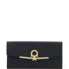 Portofel Ferragamo Gancini flip-lock negru