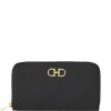 Portofel Ferragamo gancini zip-up continental negru