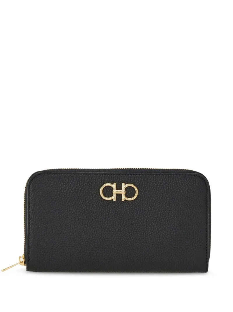 Portofel Ferragamo gancini zip-up continental negru