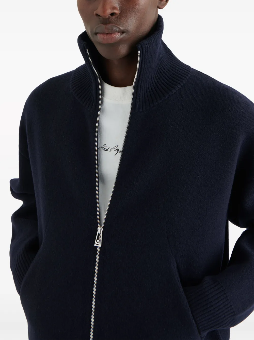 Pulover Axel Arigato Core Wool-Blend Zipped bleumarin - imagine 4