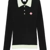 Pulover Casablanca Ribbed-Knit Polo negru