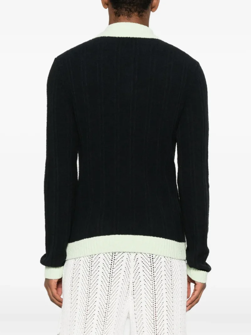 Alternative view of Pulover Casablanca Ribbed-Knit Polo negru