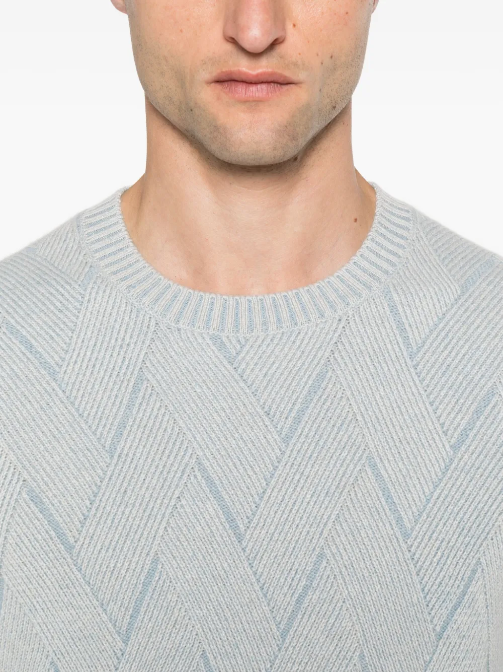 Pulover Gran Sasso chevron-pattern albastru - imagine 3