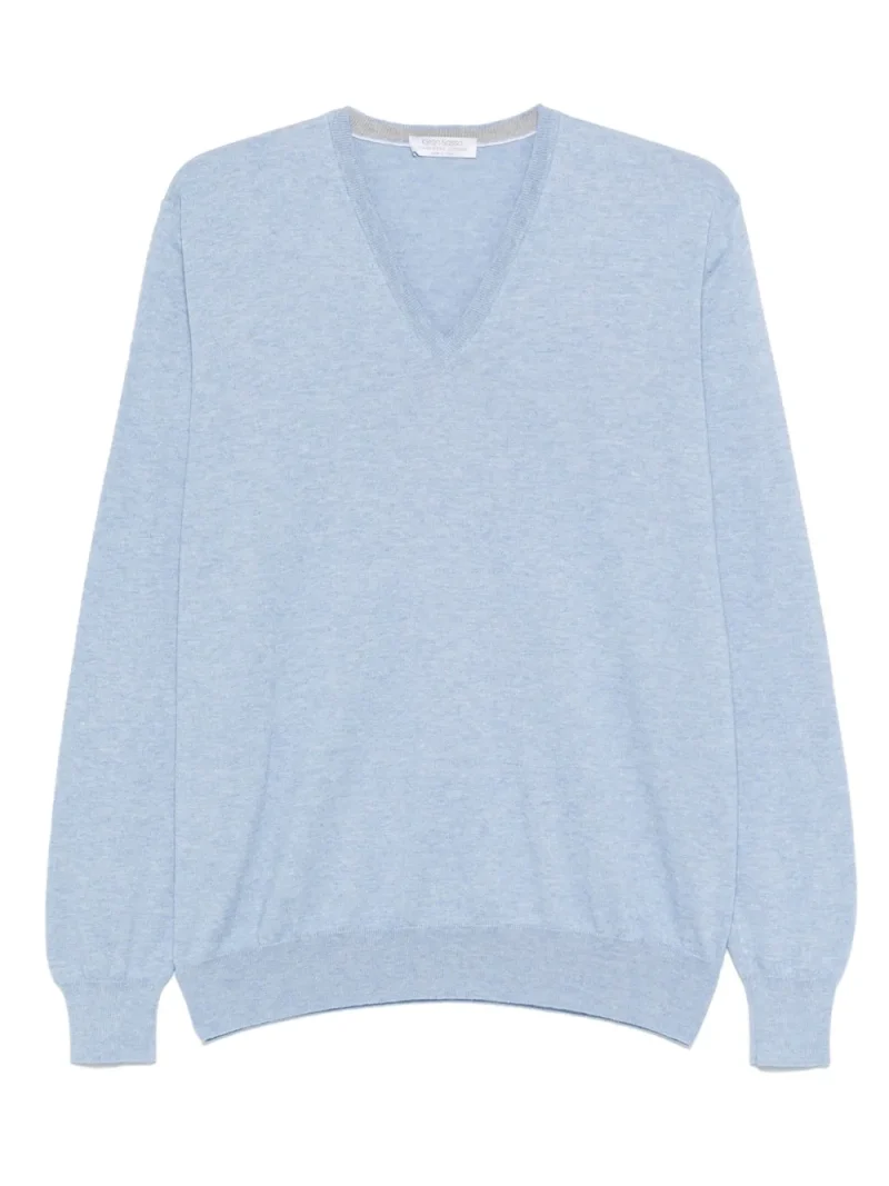 Pulover Gran Sasso V-Neck albastru