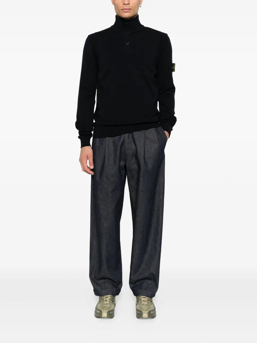 Pulover Stone Island High-Neck Button bleumarin - imagine 4