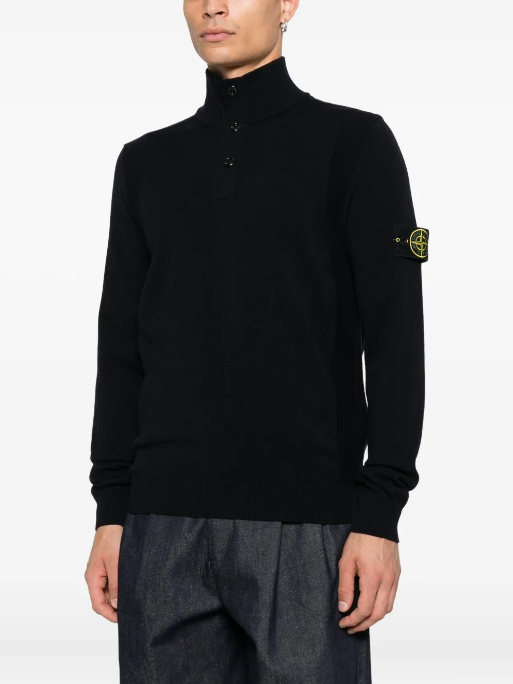 Pulover Stone Island High-Neck Button bleumarin - imagine 3