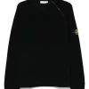 Pulover Stone Island Side-Zip Logo-Patch negru