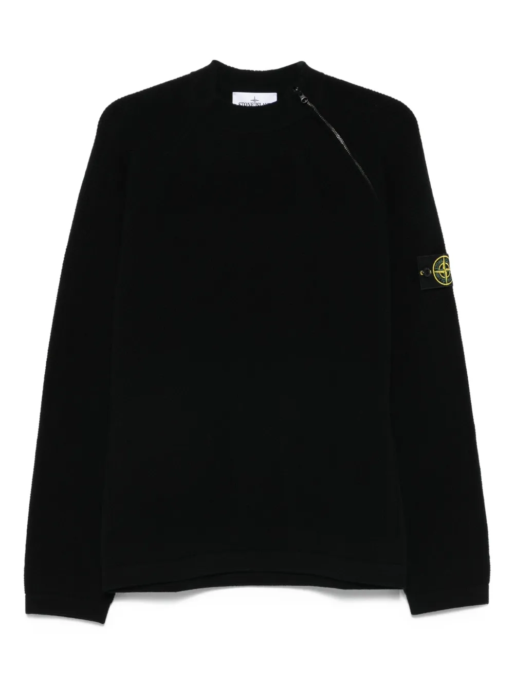 Pulover Stone Island Side-Zip Logo-Patch negru