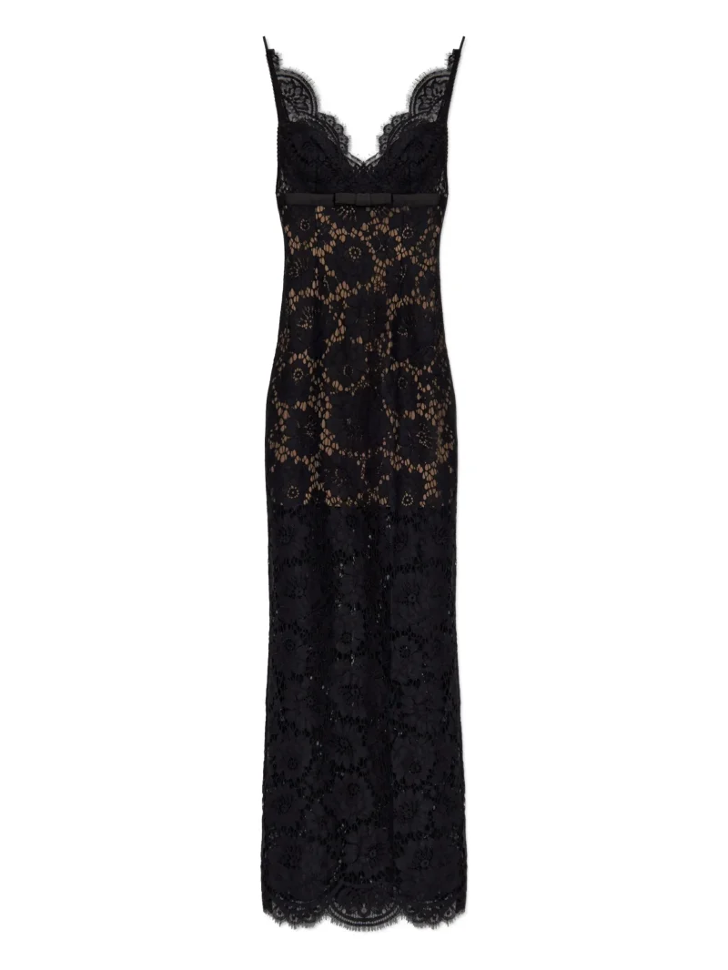 Rochie maxi Self-Portrait floral-lace negru