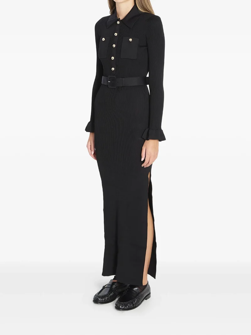 Alternative view of Rochie maxi Self-Portrait ribbed negru