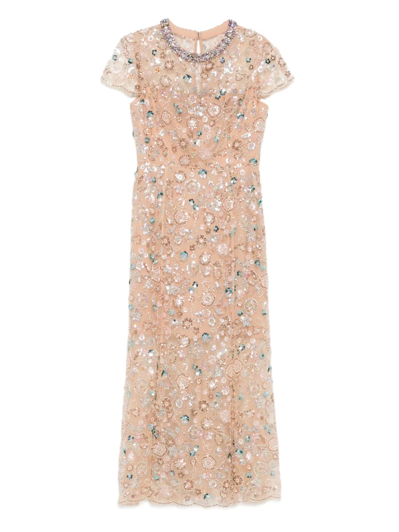 Rochie Self-Portrait Embellished short-sleeved bej