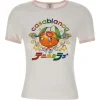Tricou Casablanca printed ringer alb