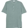 Tricou Gran Sasso henley-neck linen verde
