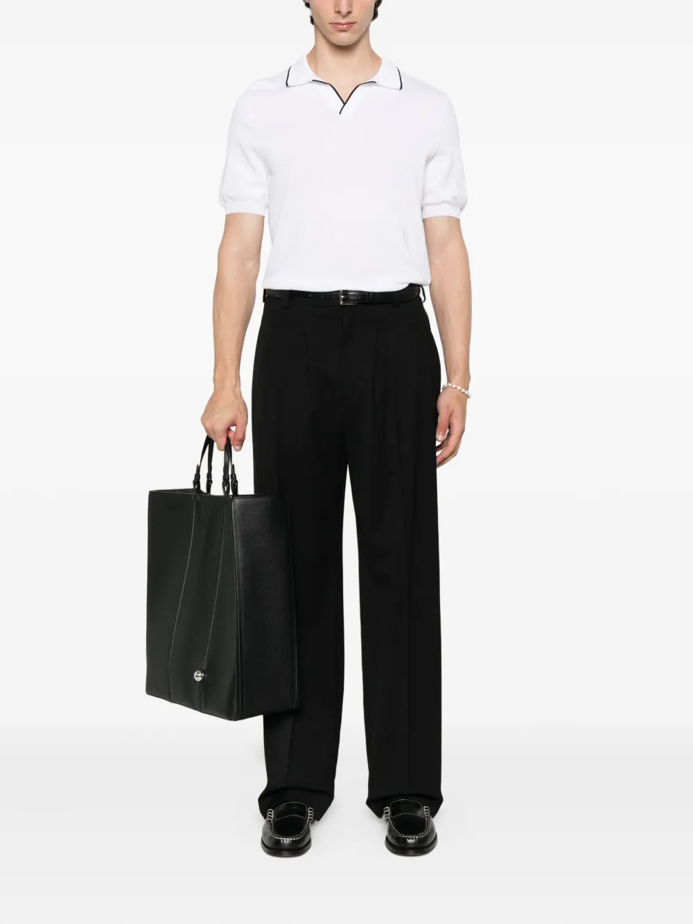 Tricou Gran Sasso knitted-collar alb - imagine 2